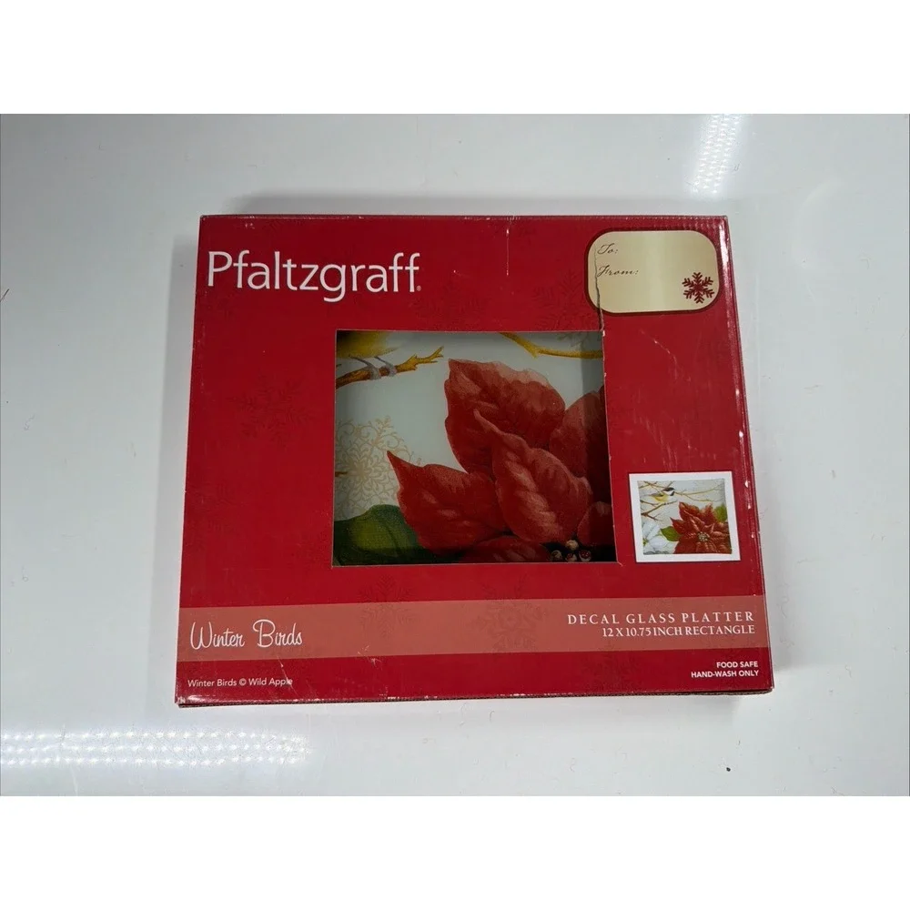 PFALTZGRAFF Winter Birds Decal Glass serving Platter  square
